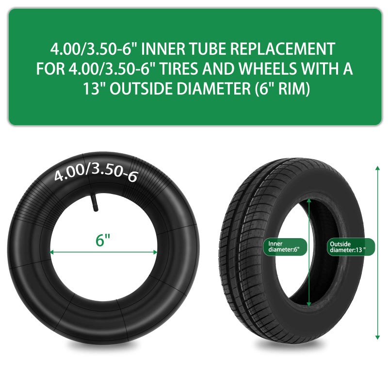 LAXEEM 2Pack 3.50/4.00-6 Tire Tube with TR13 Straight Valve Stem Fits 4.10/3.50-6 13x4.00-6 13x5.00-6 145/70-6 - Image 3
